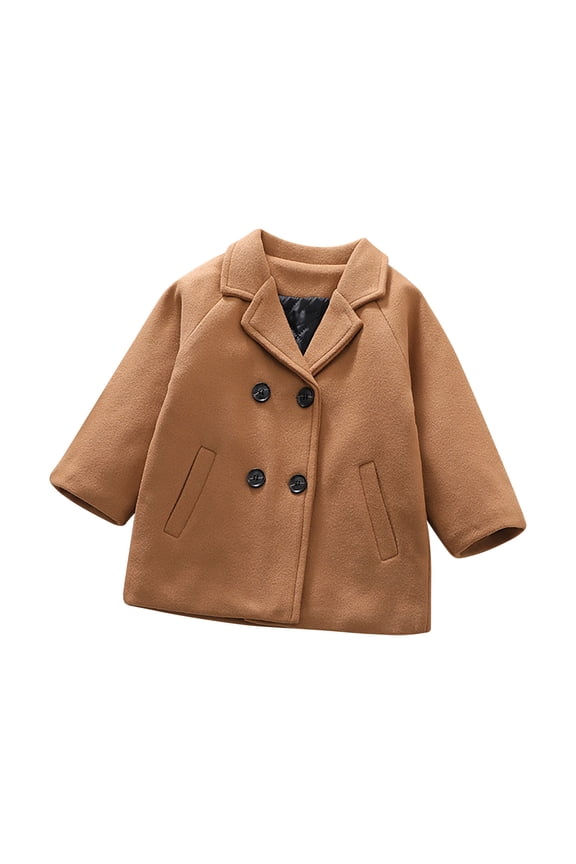 Toddler Baby Kids Boys Girls Thick Warm Solid Coat Clothes Child's Winter Woolen Coat