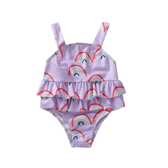 IROINNID Toddler Baby One-piece Sling Swimsuit Swimwear Summer Sleeveless Soild Printed Bathing Suit