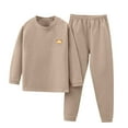 thumbnail image 1 of IROINNID Toddler Baby Pajamas Set 2 Pieces Winter Warm Round Neck Pullover with Elastic Pants Comfy Home Wear Sleepwear Set,Coffee, 1 of 2