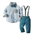 thumbnail image 1 of IROINNID Toddler Boys Formal Jumpsuit Set Long Sleeve Suspender Pants Gentleman Solid Homecoming Suit with Bow-tie 2PC, 1 of 9