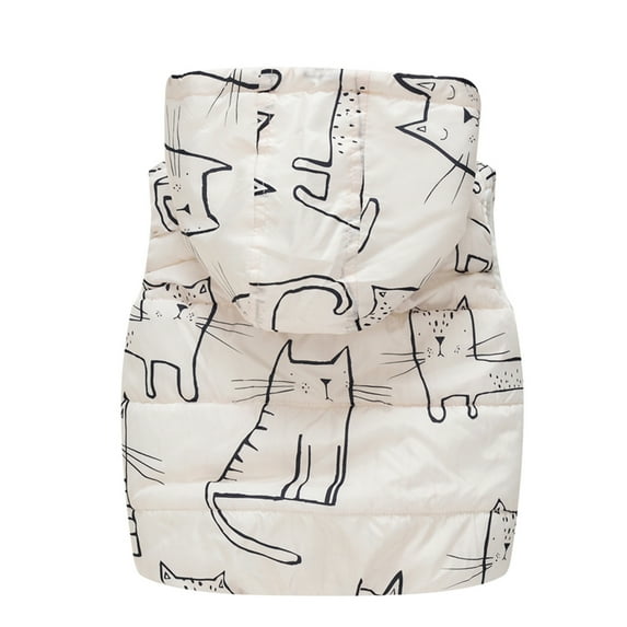 IROINNID Toddler Boys Girls Cute Print Hoodie Zipper Puffer Vest Windproof Waterproof Sleeveless Warm Keeping Coat