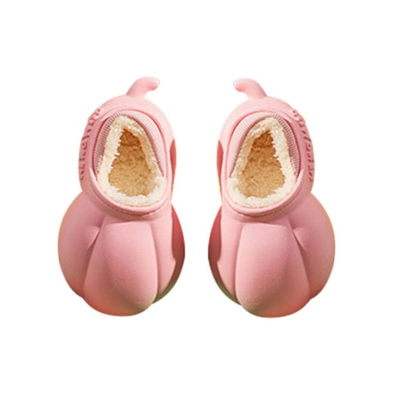 IROINNID Toddler Boys Girls Slip-on Plush Warm Slipper Thick Soft EVA Sole Comfortable Home Slippers, Size 18M-10Y