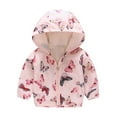 thumbnail image 1 of IROINNID Toddler Boys Girls Storm Jacket Cute Cartoon Pattern Windproof Waterproof Hooded Zipper Coat, 1 of 4