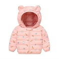 thumbnail image 1 of IROINNID Toddler Boys Girls Winter Jacket Cute Hooded Jacket With Bear Ear Thermal Keep Warm Puffer Outerwear with Pocket,Pink, 1 of 9