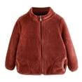 thumbnail image 1 of IROINNID Toddler Boys Girls Winter Shearling Round Neck Jacket Solid Color Keep Warm Pocket Zipper Cute Coat, 1 of 3