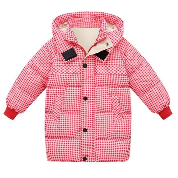 IROINNID Toddler Boys Girls Winter Warm Zipper Long Sleeve Puffer Long Hooded Jackets Outerwears Children Coat