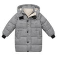 thumbnail image 1 of IROINNID Toddler Boys Girls Winter Warm Zipper Long Sleeve Puffer Long Hooded Jackets Outerwears Children Coat, 1 of 8