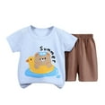 thumbnail image 1 of IROINNID Toddler Clothes Casual Short Sleeve Tops Round Neck Collar Printed Short Pants Sets 7 Years, 1 of 3