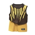 thumbnail image 1 of IROINNID Toddler Girl Clothes Casual Cute Short Sleeve Tops Round Neck Collar Botton Printed Short Pants Sets 5-6Y, 1 of 4