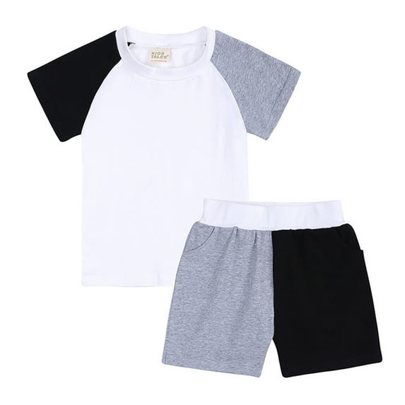 IROINNID Toddler Girl Clothes Solid Color Threaded Round Neck Short Sleeved And Shorts Two-Piece Set 2-3Y