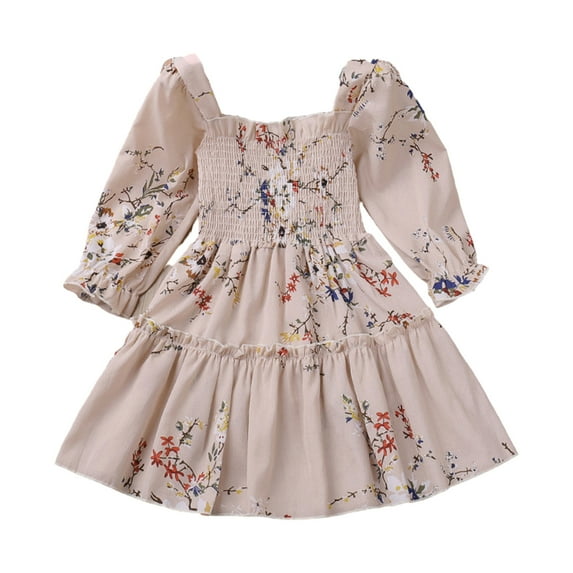 IROINNID Toddler Girl Dress Outfits Long Sleeve Round Neckline Spring Clothes 7T