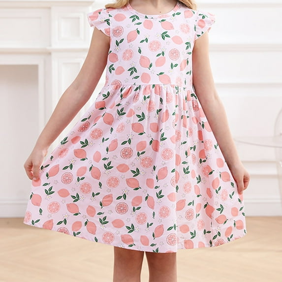 IROINNID Toddler Girl Ruffle Dress Short-sleeved Dress Girls Cotton Dress 10T