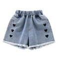 thumbnail image 1 of IROINNID Toddler Girl Summer Clothes Denim Shorts Bright for School Students Elastic Pants 4-15Years 6-7 Years, 1 of 9