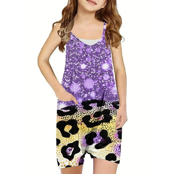 IROINNID Toddler Girl Summer Clothes Romper Jumpsuit Sleeveless Casual Strap With Pockets 5 Years