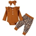 thumbnail image 1 of IROINNID Toddler Girl's Ruffle Long Sleeve Tops Cute Print Long Pants Outfit Bow Set, 1 of 9