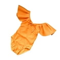 thumbnail image 1 of IROINNID Toddler Girl's Swimsuit Short Sleeve Ruffle Solid Backless One-piece Swimwear, 1 of 8