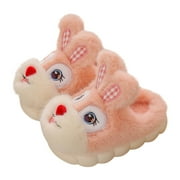 IROINNID Toddler Girl's Winter Slipper Fleece Plush Warm Non-Slip Cute Rabbit Indoor House Slippers, Size 3-13Y