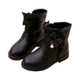 thumbnail image 1 of IROINNID Toddler Girls Ankle Boots Round Toe Zip-Up Boot Big Low Heel Casual Waterproof Shoes,Size 4-12 Years, 1 of 6