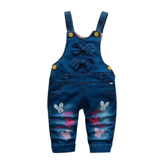 IROINNID Toddler Girls Jogger Stretch Pants Suspenders Denim Bell Bottoms Casual Sleeveless Denim Overalls Denim Pants Children's Jumpsuit Overalls