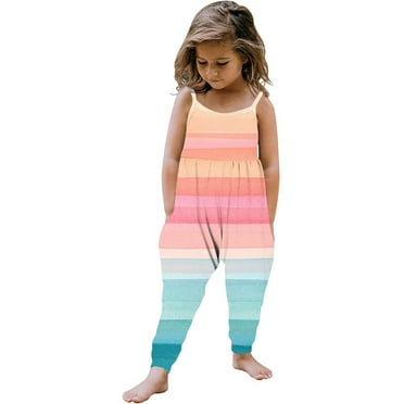 IROINNID Toddler Girls Kids Jumpsuit One Piece Floral Printed Sleeveless Playsuit Strap Romper Summer Outfits Clothes 5T