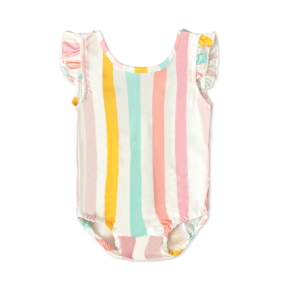 IROINNID Toddler Girls Summer Stripe Pleated Cute One-Piece Swimsuit