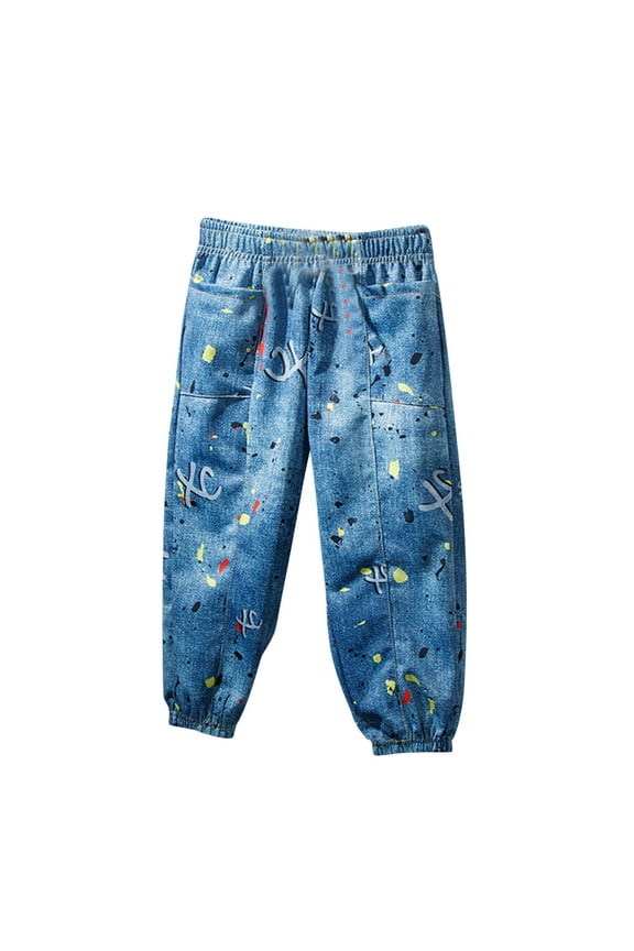Toddler Joggers Boys linene Pants Boho Denim Pirate Pants 3T
