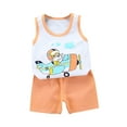 thumbnail image 1 of IROINNID Toddler Kids 2PCS Outfits Cute Print Sleeveless Too With Comfy Shorts Suit, 1 of 4