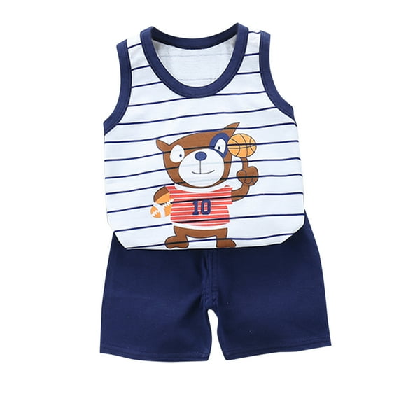 IROINNID Toddler Kids 2PCS Outfits Fashion Cute Cartoon Print Sleeveless Tank Top With Comfy Shorts Suit