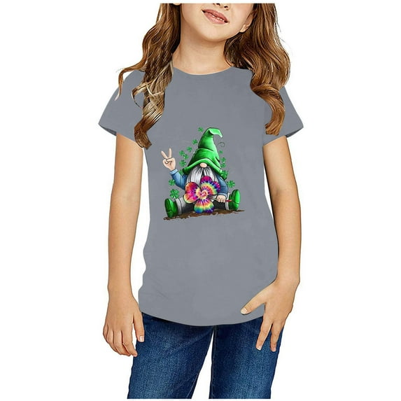 IROINNID Toddler Kids Boys Girls Fashion Cute Round Neck Print Short Sleeve Top For 3-11T 3 Years