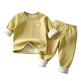 thumbnail image 1 of IROINNID Toddler Pajamas Set 2 Pieces Winter Warm Round Neck Tops with Pants Comfy Home Wear Sleepwear Set,Yellow, 1 of 6