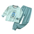 thumbnail image 1 of IROINNID Toddler Pajamas Set Boys Girls Cute Graphic Print 2 Pieces Long Sleeve Pullover Pants Cotton Homewear Outfits 1-12Y,Green, 1 of 3