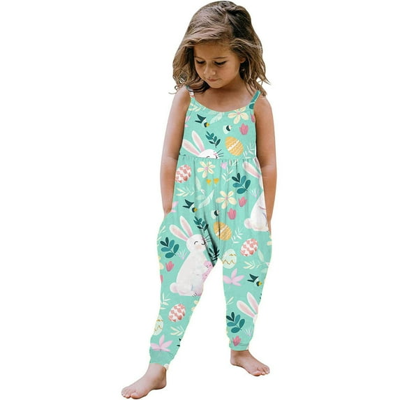 IROINNID Toddler Pants Baby Cute Summer Jumpsuits for Girls Kids Harem Strap Romper Jumpsuit 2T