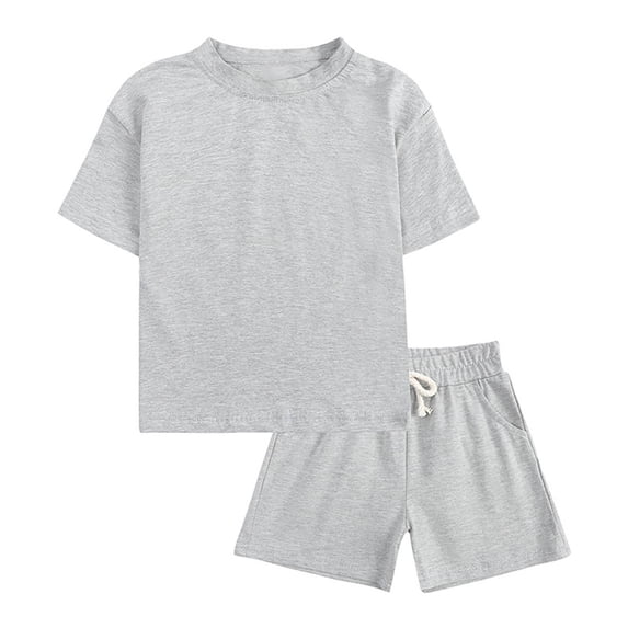 IROINNID Toddler Short Sleeve Tops Shorts Suit Solid Color for Kids Boys Girls 2 Years