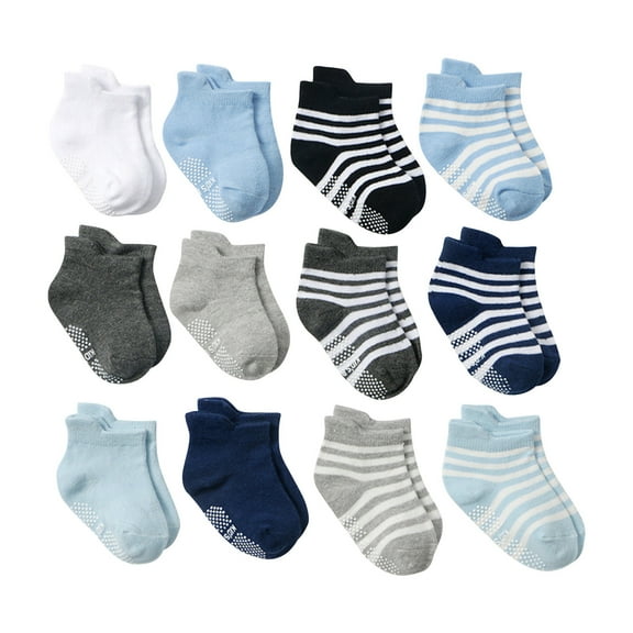 IROINNID Toddler Socks Ankle Socks 12 Pairs Non-Slip Toddler Floor With Grips For Boys And Girls - Anti-Slip Short For Infant's And Socks,Multicolor