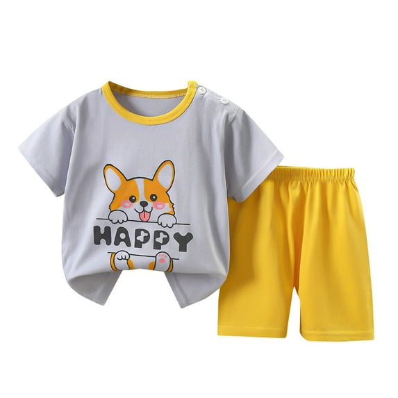 IROINNID Toddler Summer Outfits Unisex T-shirt Baby Clothes Short Sleeved Shorts Set for Girls and Boys, Sizes 3M-6Y 5-6Y