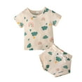 thumbnail image 1 of IROINNID Toddler Summer Short-sleeve Cactus Print Top + Shorts Children Two-piece Set for Boys Girls 3-4 Years, 1 of 8