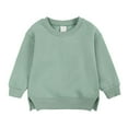 thumbnail image 1 of IROINNID Toddler Sweatshirt Boys And Girls Sweater Coat Round Neck Small And Medium Pullover Solid Color Fleece Top,Green, 1 of 4