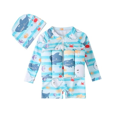 IROINNID Toddler Swimsuit Baby Girls and Boys Float Suit One-piece Swimwear Rashguard Long Sleeve Zip Up Buoyancy Swimsuit