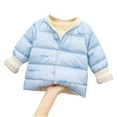 thumbnail image 1 of IROINNID Toddler Winter Puffer Coat Boys Girls Long Sleeve Solid Mesh Embroidery Warm Button Jacket, 1 of 8