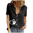 thumbnail image 1 of IROINNID Tops For Women Summer Sexy Print Button Turn down Neck Short Sleeve Short Sleeves Tops Clearance, 1 of 8