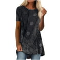 thumbnail image 1 of IROINNID Tops For Women Tunic Basic Loose Printed Short Sleeve Round Neck Pullover Blouse Spring Saving, 1 of 5