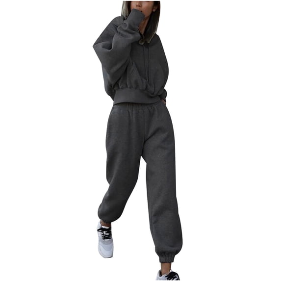 IROINNID Tracksuit For Women 2 Pieces Set Discount Casual Color Long Sleeved Hoodie Trousers Sweatshirt Sports Suit Sport Suit,Black