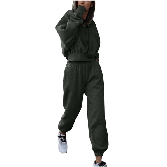 IROINNID Tracksuit For Women 2 Pieces Set Casual Color Long Sleeved Hoodie Trousers Sweatshirt Sports Suit Sport Suit,Dark Gray