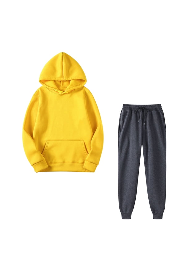 Tracksuit For Women 2 Pieces Set Fall Winter Outfits Sports Tracksuits Long Sleeve Pullover Hoodies Pants Suit Jogging Suit,Yellow