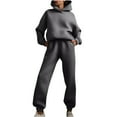 thumbnail image 1 of IROINNID Tracksuit For Women 2 Pieces Set Casual Solid Color Long Pants Hooded Pullover Long Sleeve Sweatshirts Sets Sport Suit,Dark Gray, 1 of 8