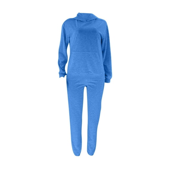IROINNID Tracksuit For Women 2 Pieces Set On Sale Hooded Long Sleeved Sweatshirts Casual Long Sleeved Round Neck Shirt/shirt Set Sport Suit,Blue