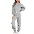 thumbnail image 1 of IROINNID Tracksuit For Women 2 Pieces Set Discount Drop Shoulder Sleeves Solid Loose Sweatshirts Long Sleeve Round Neck Tops/Shirt Set Sport Suit,Gray, 1 of 7
