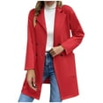 thumbnail image 1 of IROINNID Trench Coat for Women Clearance Women Coat Solid Color Double Breasted Notch Lapel Long Coat,Red, 1 of 6