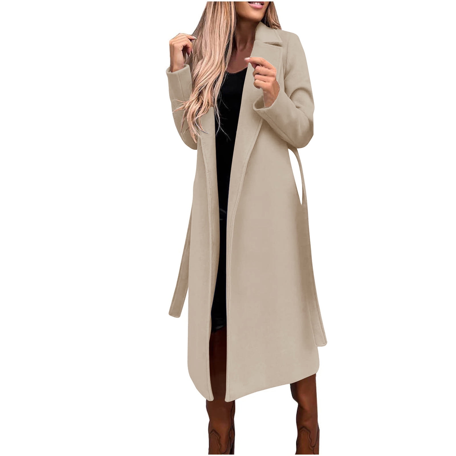 IROINNID Trench Coat for Women Solid Elegant Trench Coat Knee Length