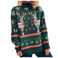 thumbnail image 1 of IROINNID Ugly Sweater for Christmas Women's Reindeer Xmas Print Winter Warm Ugly Sweater Long Sleeve Party Pullover,Green, 1 of 5